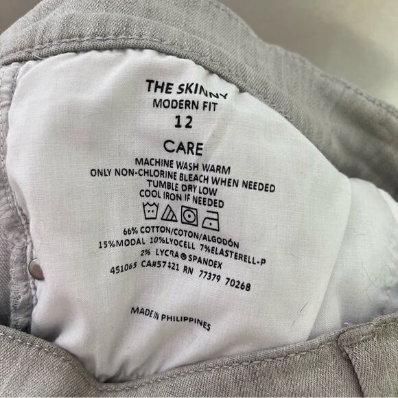 Ann Taylor Modern Fit Gray Wash Raw Hem Skinny Jeans 12 - Picture 4 of 4